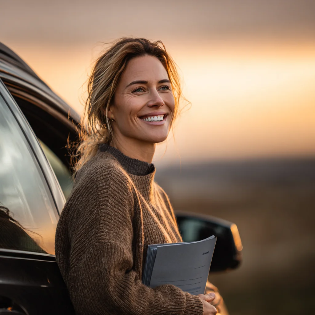 Семейный автомобиль на дороге США с полной страховой защитой